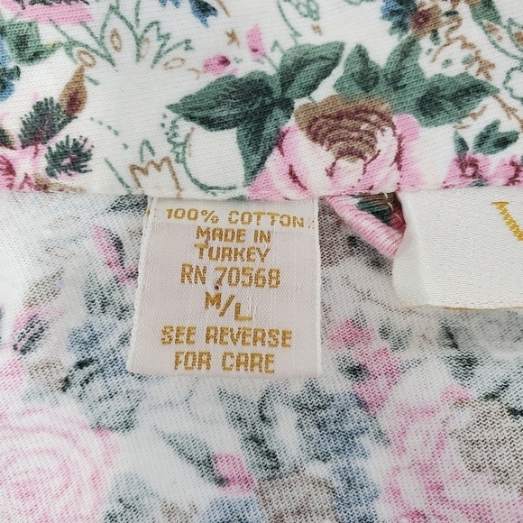 VINTAGE VICTORIA'S SECRET BEIGE PINK FLORAL COTTON ROBE WOMEN M/L COTTAGECORE - Picture 8 of 13